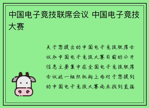 中国电子竞技联席会议 中国电子竞技大赛